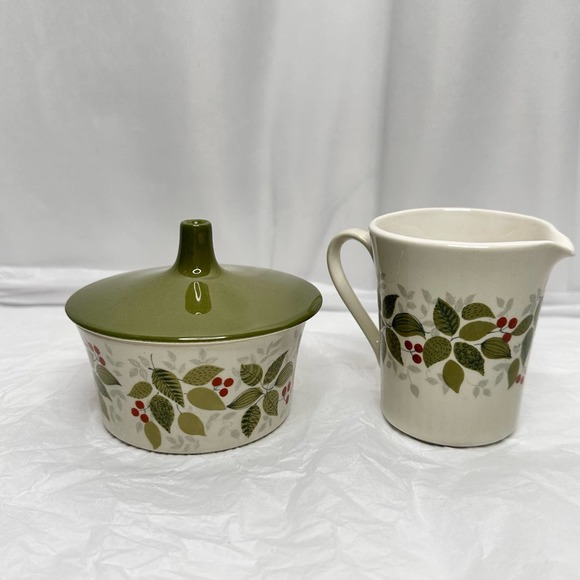 Figgjo Flint Mini Cream and Sugar Set Brazil Pattern Silk Screen MCM - Picture 4 of 16